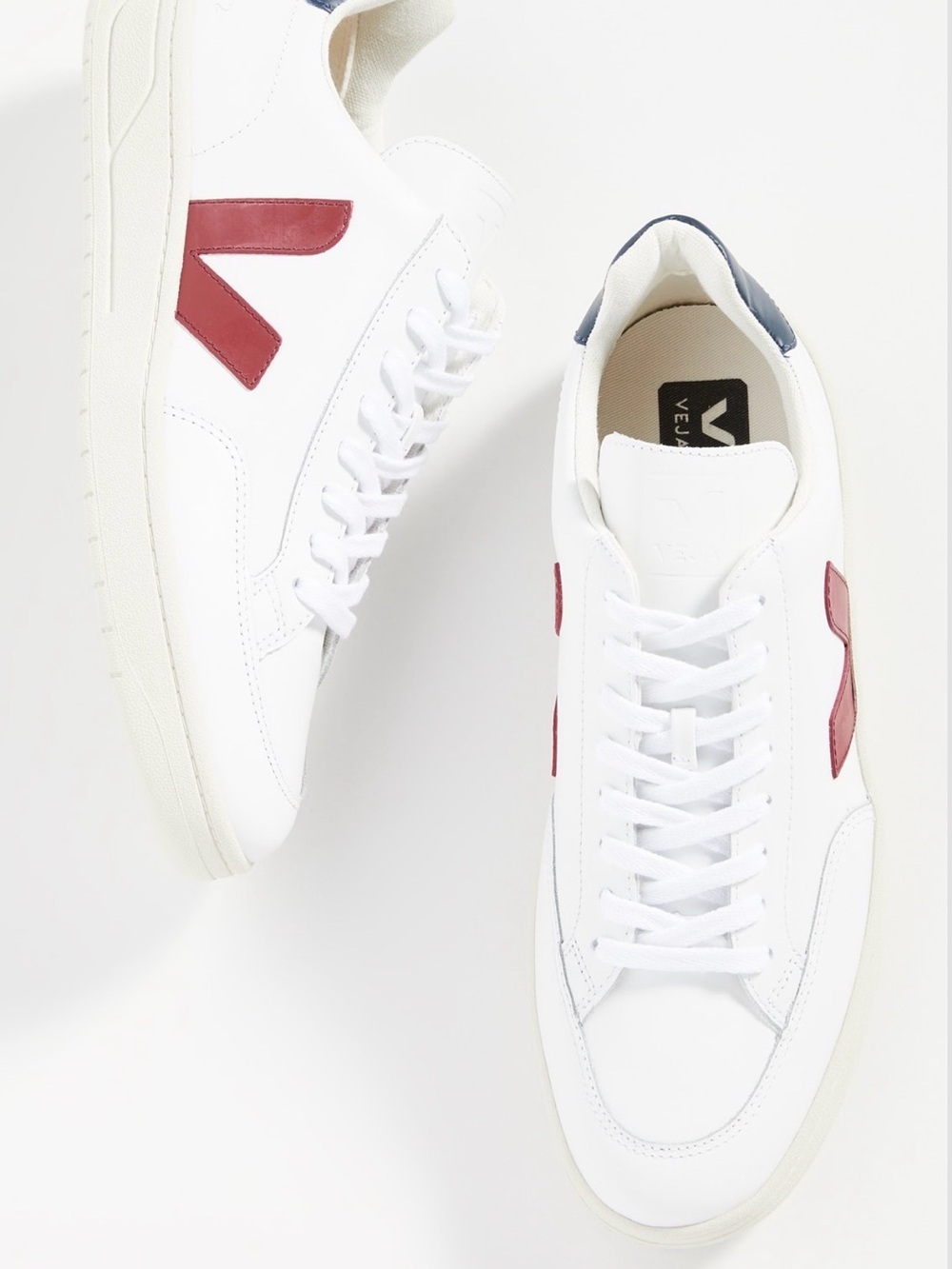 Veja V-12 Leather Sneakers White Red Navy Men’s Size 12.5